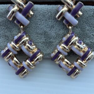 Elegant Purple and Gold Earrings